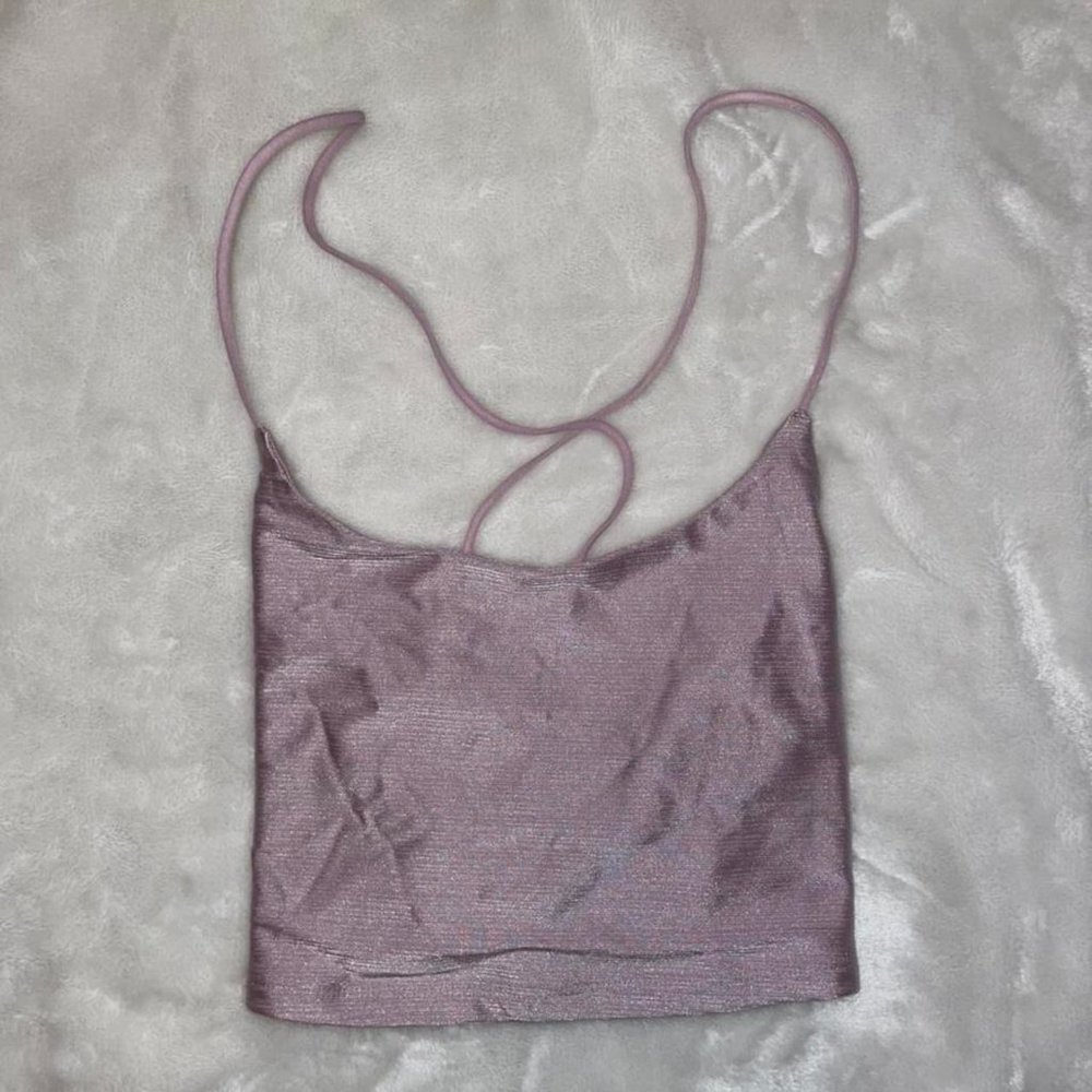 SHEIN Metallic open back going out top